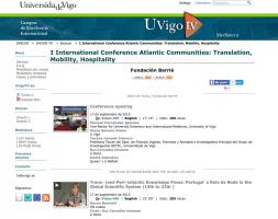 Audiovisual recordings of the I International Conference Atlantic Communities: Translation, Mobility, Hospitality - Uvigo TV Image Capture